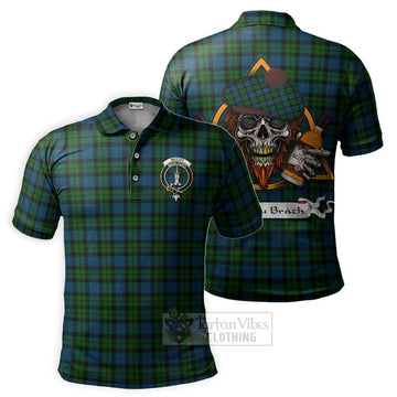 McCoy Tartan Polo Shirt with Family Crest and Bearded Skull Holding Bottles of Whiskey Kid - Tartan Vibes Clothing