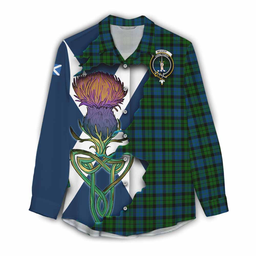McCoy Tartan Family Crest Women's Casual Shirt Scottish Thistle Celtic Inspired Female - Tartan Vibes Clothing