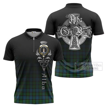 McCoy Tartan Zipper Polo Shirt Featuring Alba Gu Brath Family Crest Celtic Inspired Unisex - Tartan Vibes Clothing