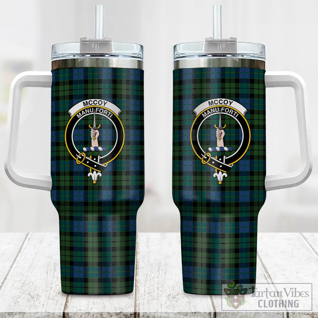 McCoy Tartan Tumbler with Handle with Family Crest One Size 40 OZ - Tartan Vibes Clothing