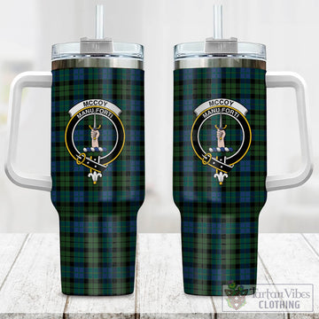 McCoy Tartan Tumbler with Handle with Family Crest One Size 40 OZ - Tartan Vibes Clothing