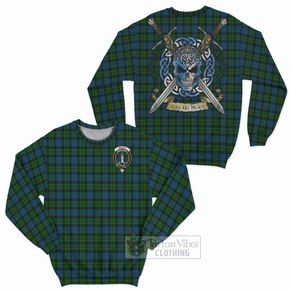 McCoy Tartan Sweatshirt with Family Crest Celtic Skull Style Unisex - Tartan Vibes Clothing