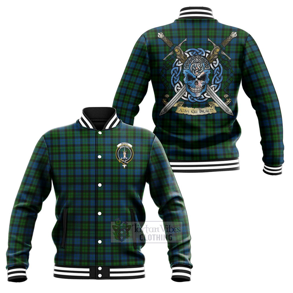 McCoy Tartan Baseball Jacket with Family Crest Celtic Skull Style Unisex - Tartan Vibes Clothing