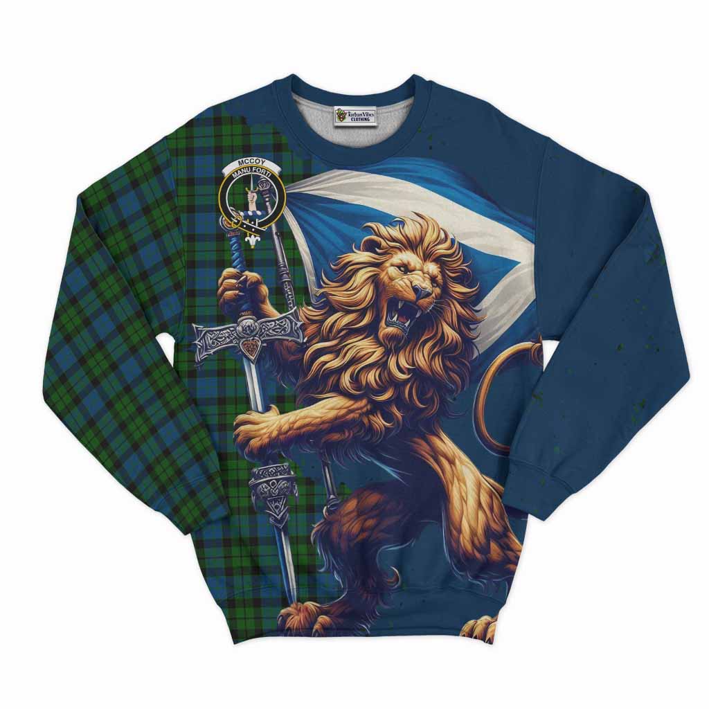 McCoy Tartan Family Crest Sweatshirt with Scottish Majestic Lion Unisex - Tartan Vibes Clothing