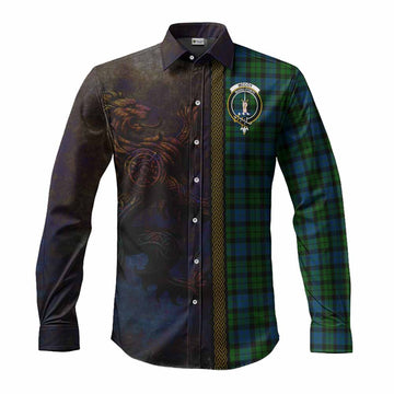 Tartan Vibes Clothing McCoy Tartan Family Crest Long Sleeve Button Shirt Alba Gu Brath Be Brave Lion Ancient Style
