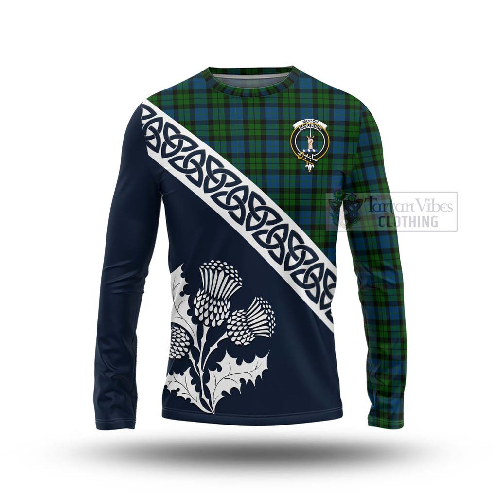 McCoy Tartan Long Sleeve T-Shirt Featuring Thistle and Scotland Map Unisex - Tartan Vibes Clothing