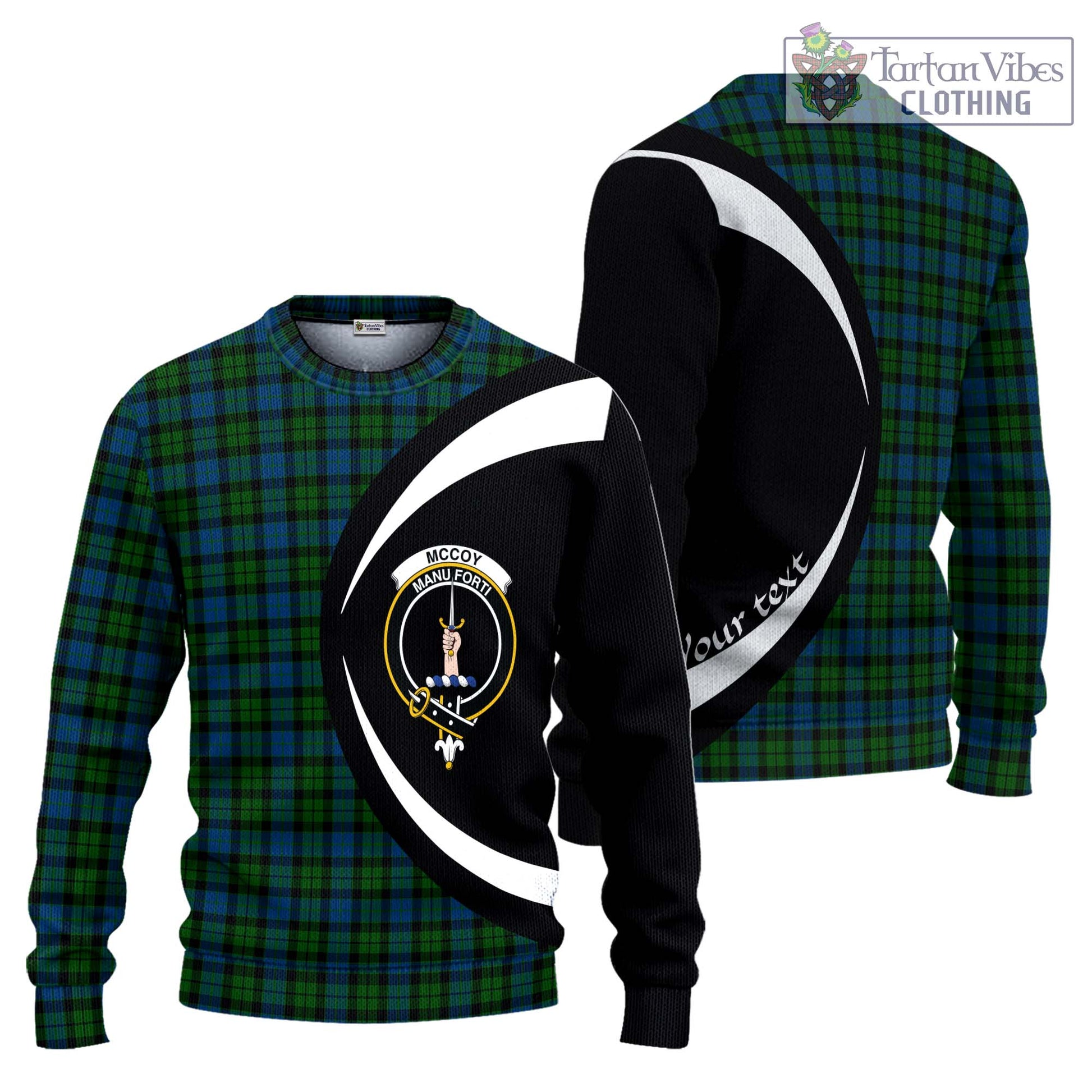 McCoy Tartan Ugly Sweater with Family Crest Circle Style Unisex - Tartan Vibes Clothing