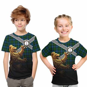 McCoy Crest Tartan Kid T-Shirt with Golden Lion Emblem Celtic Style Youth XL Size14 - Tartan Vibes Clothing