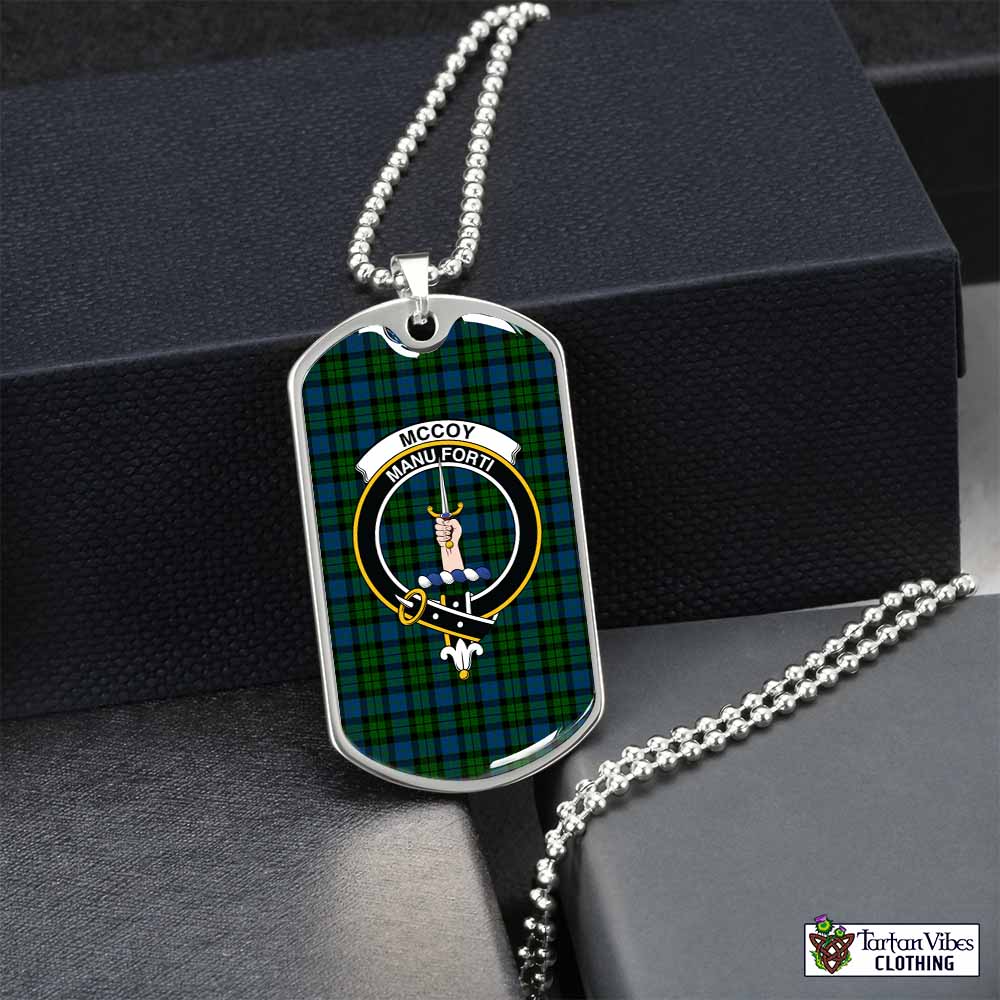 McCoy Tartan Dog Tag Necklace with Family Crest Silver No - Tartan Vibes Clothing