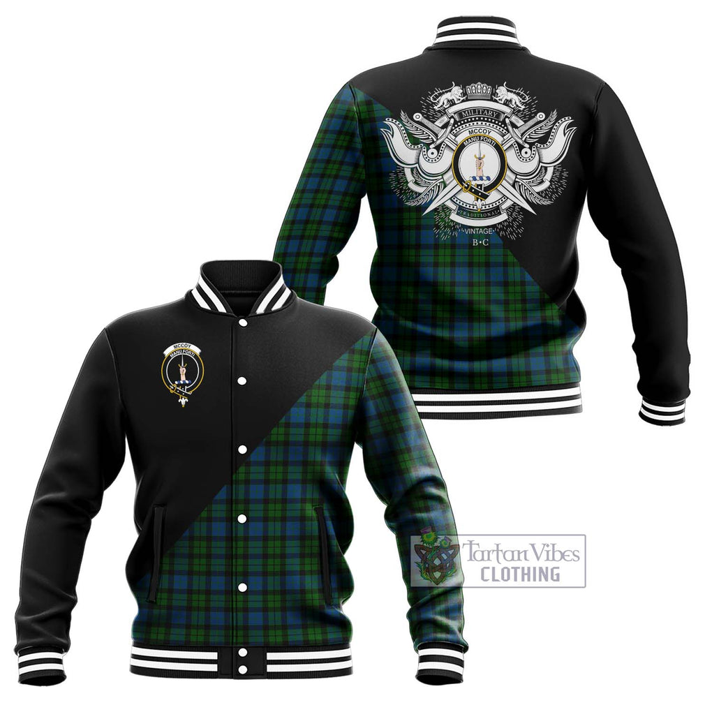 McCoy Tartan Baseball Jacket with Family Crest and Military Logo Style Unisex - Tartan Vibes Clothing