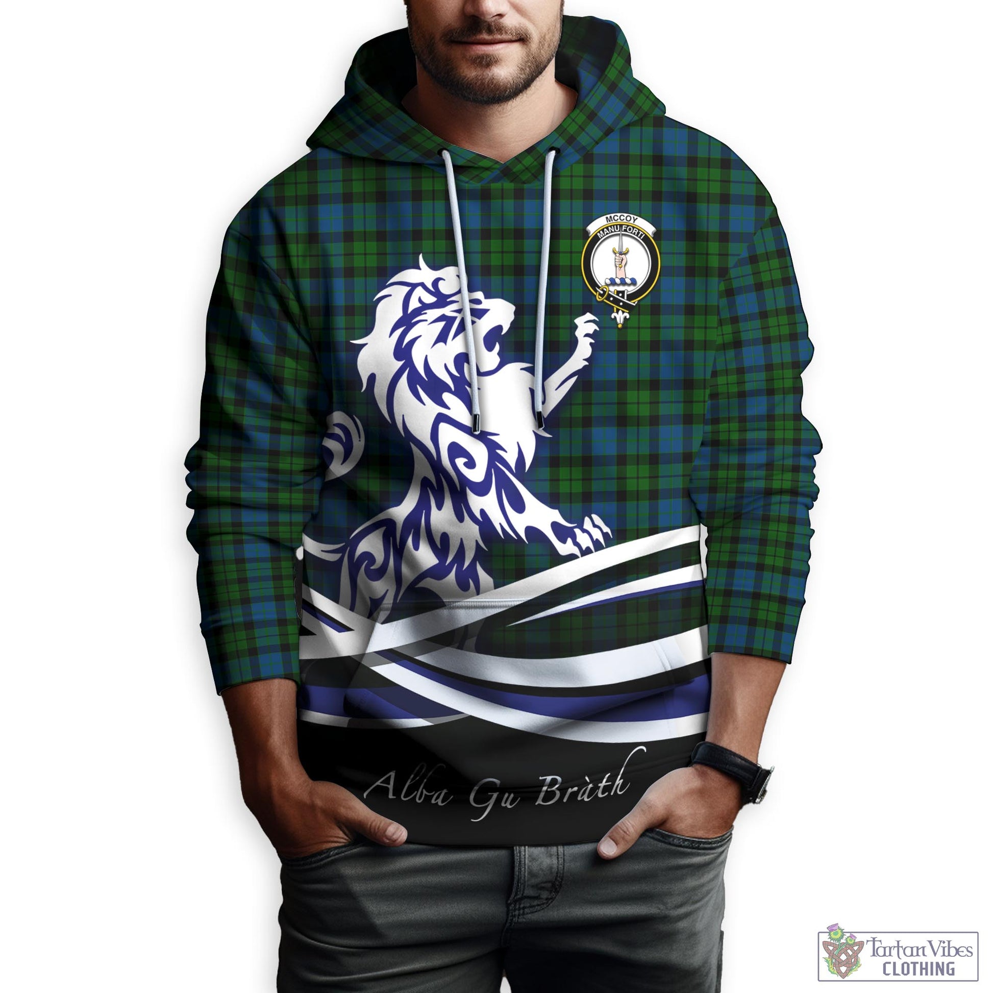 McCoy Tartan Hoodie with Alba Gu Brath Regal Lion Emblem Zip Hoodie - Tartan Vibes Clothing