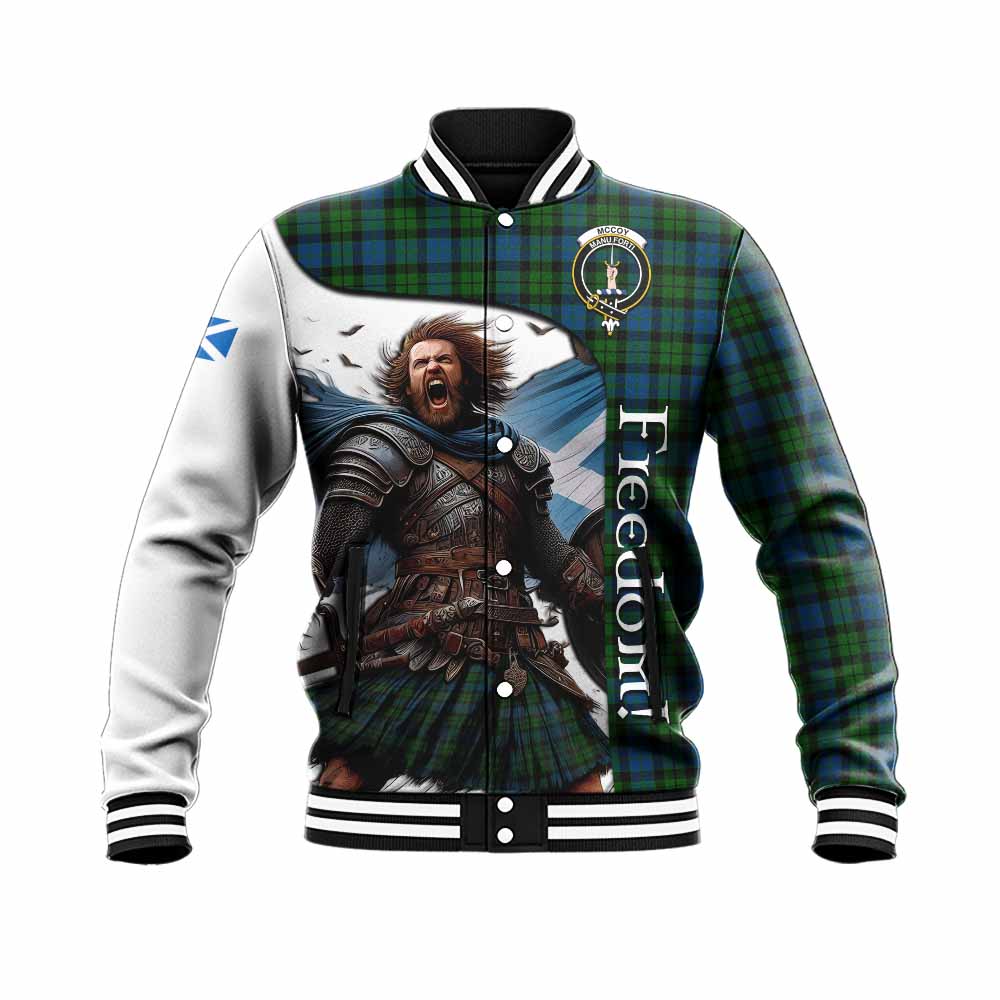Tartan Vibes Clothing McCoy Crest Tartan Baseball Jacket Inspired by the Freedom of Scottish Warrior
