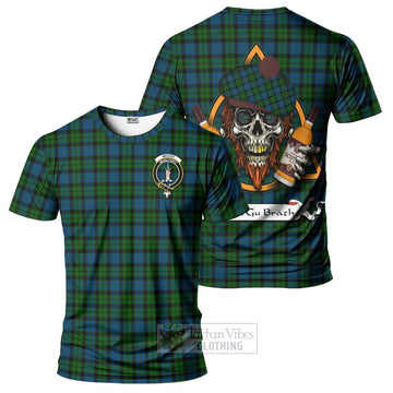 McCoy Tartan T-Shirt with Family Crest and Bearded Skull Holding Bottles of Whiskey Kid's Shirt - Tartan Vibes Clothing