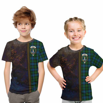 Tartan Vibes Clothing McCoy Tartan Family Crest Kid T-Shirt Alba Gu Brath Be Brave Lion Ancient Style