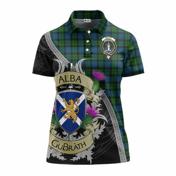 McCoy Tartan Family Crest Women's Polo Shirt Lion Rampant Royal Thistle Shield Celtic Inspired Women - Tartan Vibes Clothing