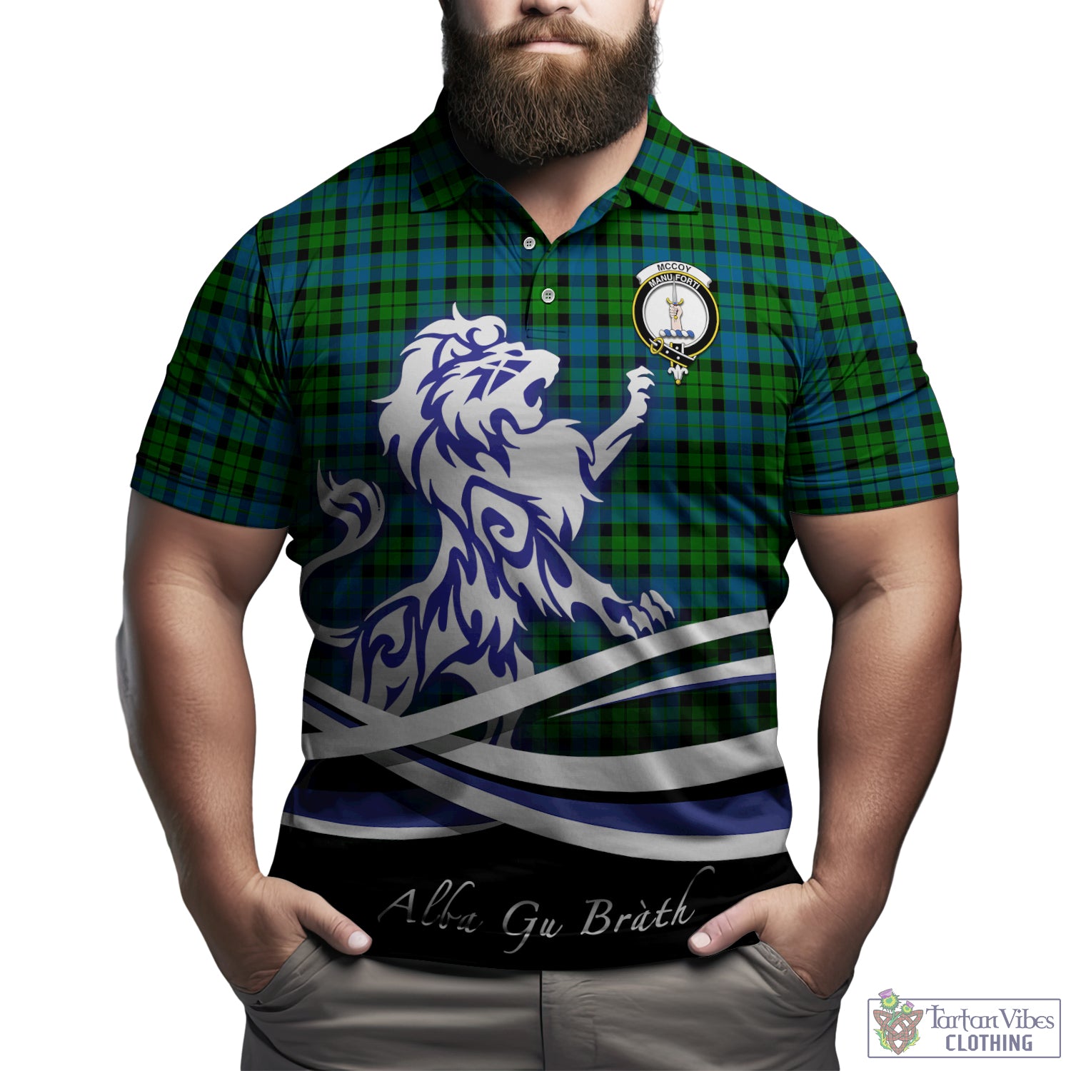 McCoy Tartan Polo Shirt with Alba Gu Brath Regal Lion Emblem Kid - Tartan Vibes Clothing