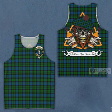 McCoy Tartan Men's Tank Top with Family Crest and Bearded Skull Holding Bottles of Whiskey Men - Tartan Vibes Clothing