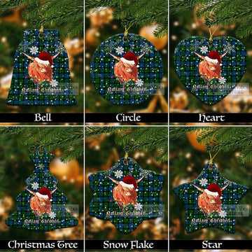 McCoy Tartan Christmas Ceramic Ornaments with Twinkle Highland Cattle Ceramic - Tartan Vibes Clothing