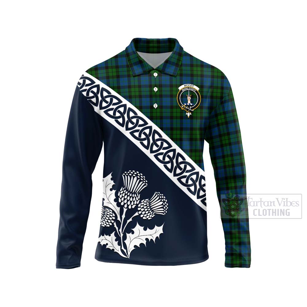 McCoy Tartan Long Sleeve Polo Shirt Featuring Thistle and Scotland Map Unisex - Tartan Vibes Clothing