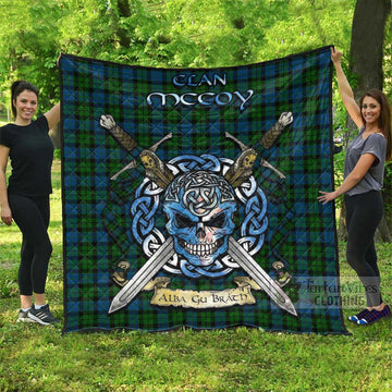 McCoy Tartan Quilt with Celtic Skull Alba Gu Brath Style Super King Quilt 91" x 110" - Tartan Vibes Clothing