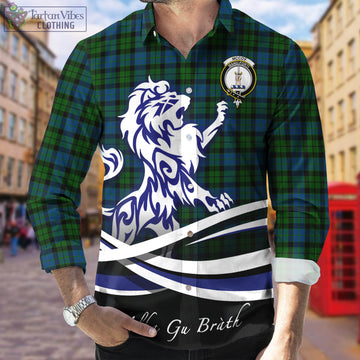 McCoy Tartan Long Sleeve Button Up Shirt with Alba Gu Brath Regal Lion Emblem Men's Shirt - Tartan Vibes Clothing