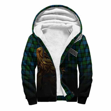 Tartan Vibes Clothing McCoy Crest Tartan Sherpa Hoodie with Golden Lion Emblem Celtic Style