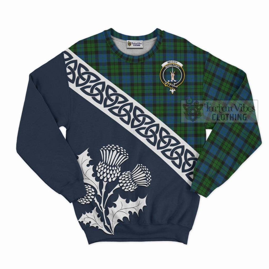 McCoy Tartan Sweatshirt Featuring Thistle and Scotland Map Unisex - Tartan Vibes Clothing