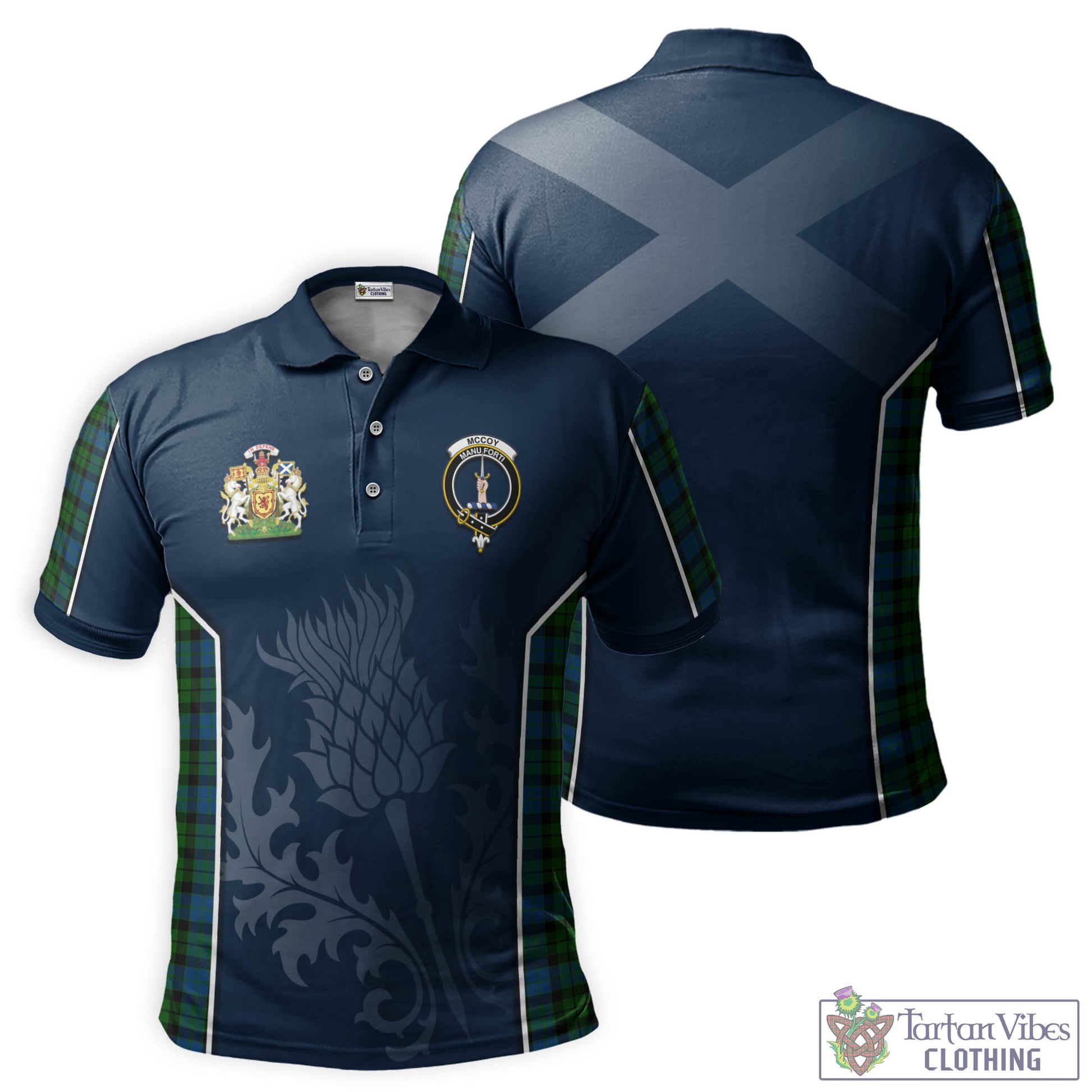 McCoy Tartan Men's Polo Shirt with Family Crest and Scottish Thistle Vibes Sport Style Kid - Tartan Vibes Clothing