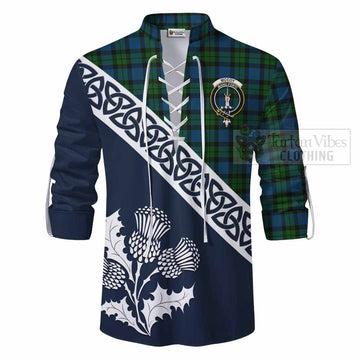 McCoy Tartan Ghillie Kilt Shirt Featuring Thistle and Scotland Map - Tartan Vibes Clothing