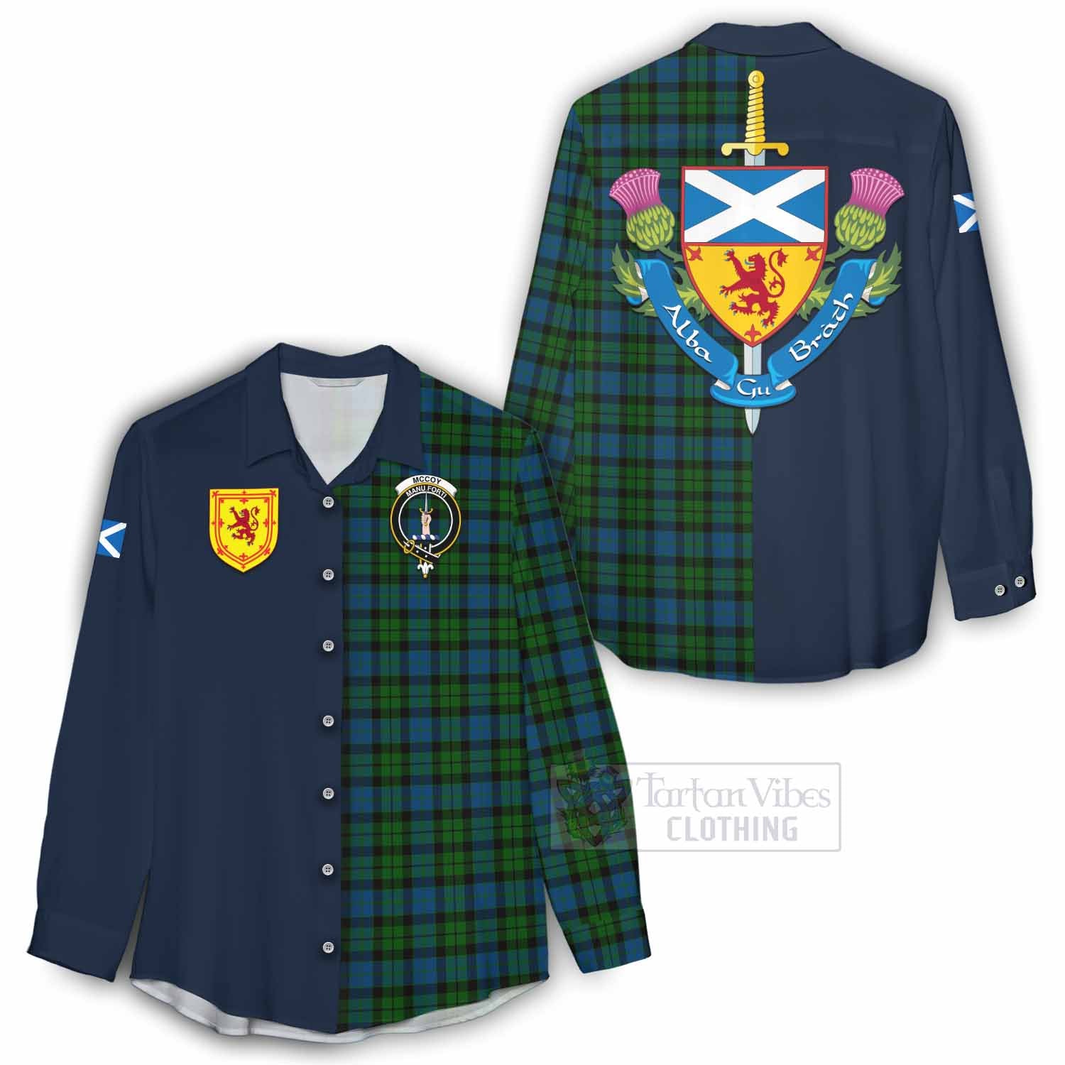 McCoy Tartan Women's Casual Shirt Alba with Scottish Lion Royal Arm Half Style - Tartan Vibes Clothing