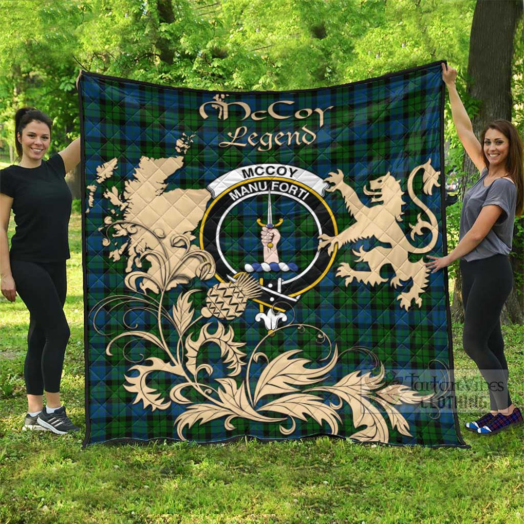Tartan Vibes Clothing McCoy Tartan Quilt with Family Crest and Scottish Symbol Style