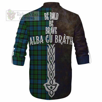 Tartan Vibes Clothing McCoy Tartan Family Crest Ghillie Kilt Shirt Alba Gu Brath Be Brave Lion Ancient Style