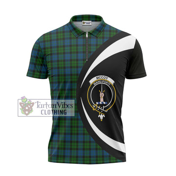 McCoy Tartan Zipper Polo Shirt with Family Crest Circle Style - Tartan Vibes Clothing
