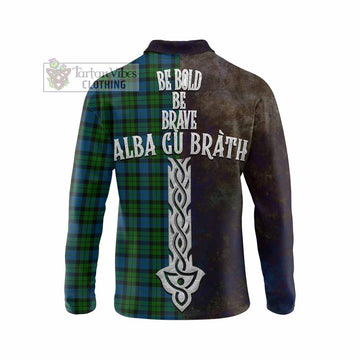 Tartan Vibes Clothing McCoy Tartan Family Crest Long Sleeve Polo Shirt Alba Gu Brath Be Brave Lion Ancient Style