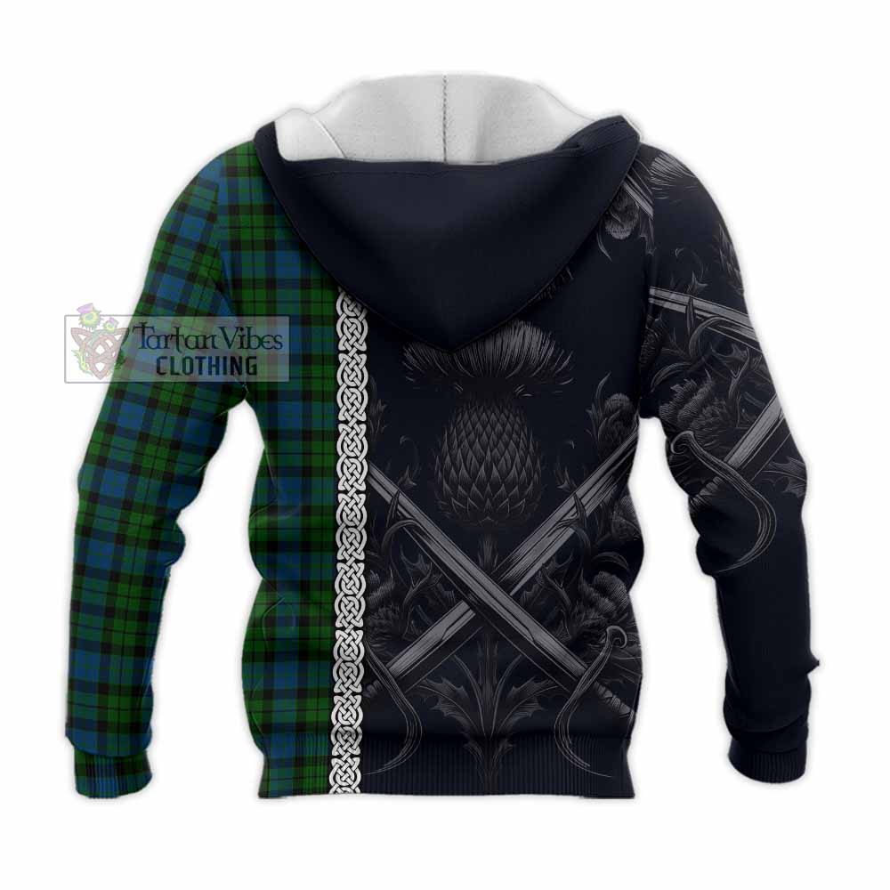 McCoy Tartan Knitted Hoodie with Family Crest Cross Sword Thistle Celtic Vibes - Tartan Vibes Clothing