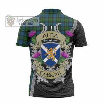 McCoy Tartan Family Crest Zipper Polo Shirt Lion Rampant Royal Thistle Shield Celtic Inspired - Tartan Vibes Clothing