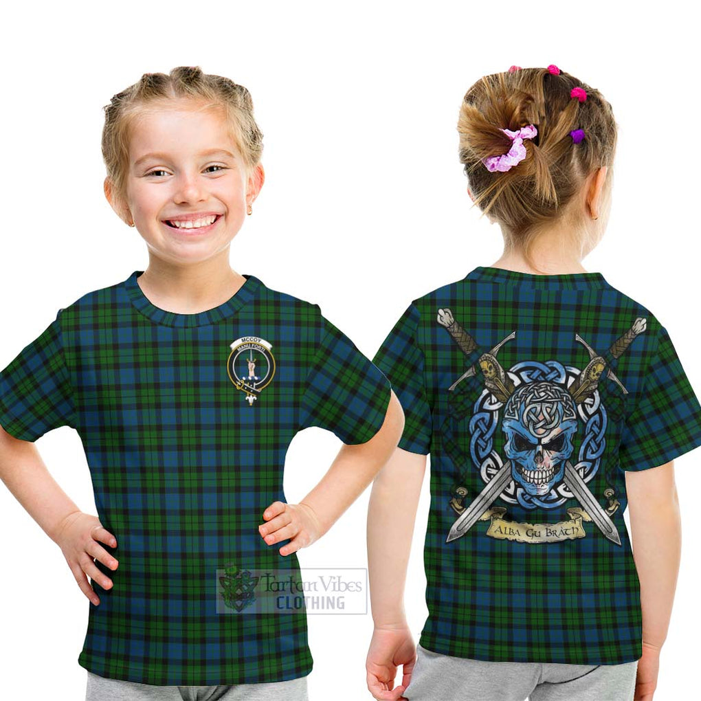 McCoy Tartan Kid T-Shirt with Family Crest Celtic Skull Style - Tartan Vibes Clothing