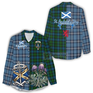 McCoy Tartan Women's Casual Shirt Happy St. Andrew's Day Half Tartan Style - Tartan Vibes Clothing