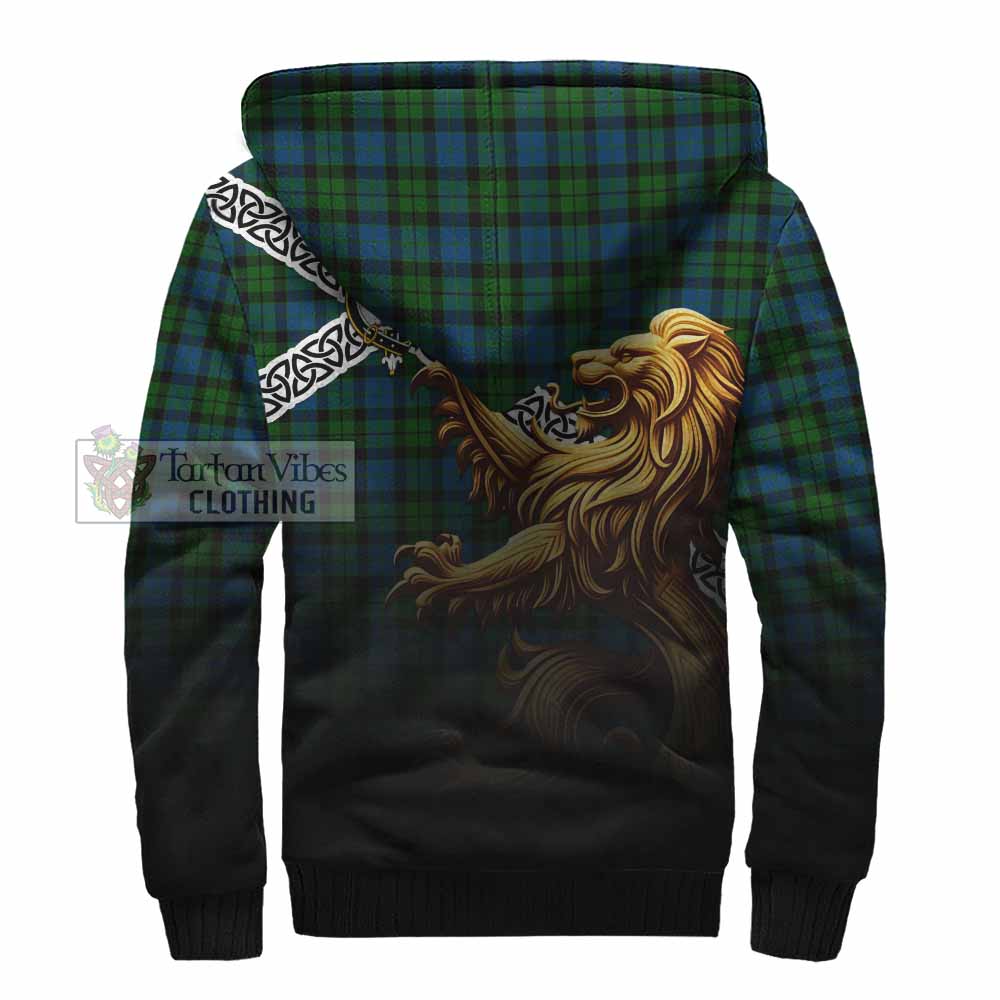 McCoy Crest Tartan Sherpa Hoodie with Golden Lion Emblem Celtic Style - Tartan Vibes Clothing