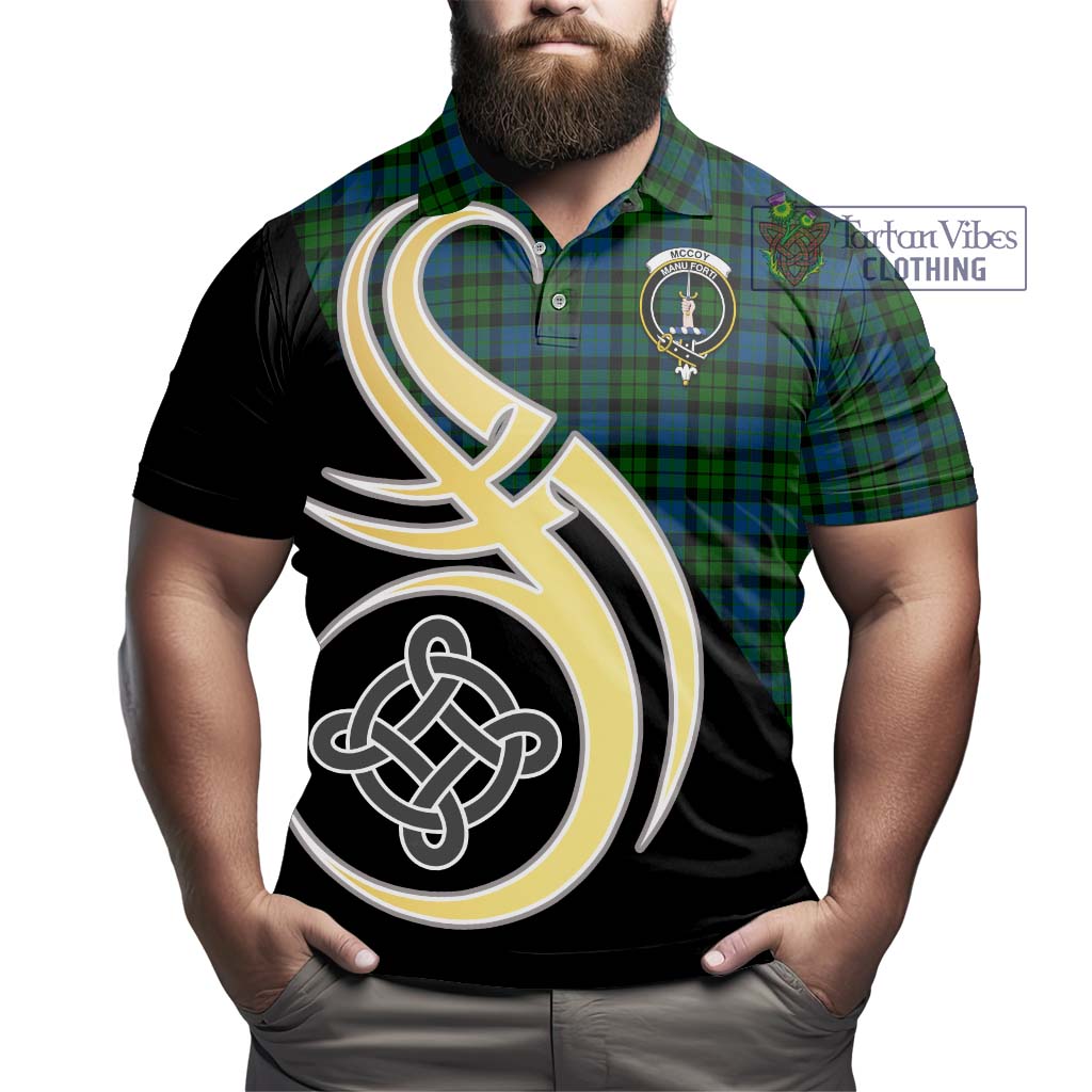 McCoy Tartan Polo Shirt with Family Crest and Celtic Symbol Style - Tartan Vibes Clothing