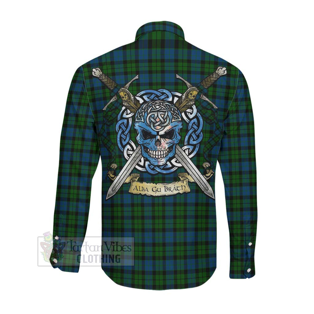 McCoy Tartan Long Sleeve Button Shirt with Family Crest Celtic Skull Style Men's Shirt - Tartan Vibes Clothing