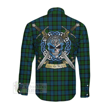 McCoy Tartan Long Sleeve Button Shirt with Family Crest Celtic Skull Style Men's Shirt - Tartan Vibes Clothing