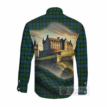 Tartan Vibes Clothing McCoy Tartan Family Crest Long Sleeve Button Shirt with Scottish Ancient Castle Style