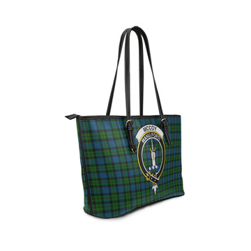 McCoy Tartan Leather Tote Bag with Family Crest - Tartan Vibes Clothing