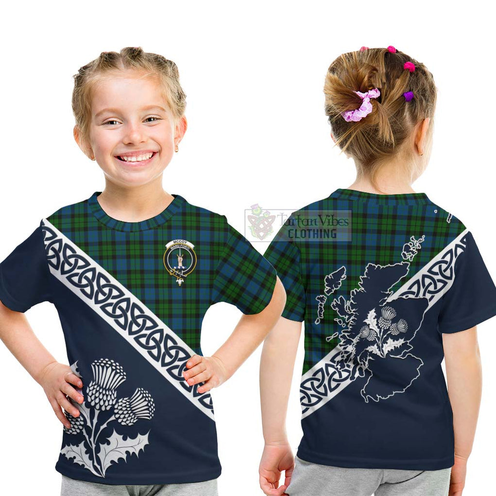 McCoy Tartan Kid T-Shirt Featuring Thistle and Scotland Map - Tartan Vibes Clothing