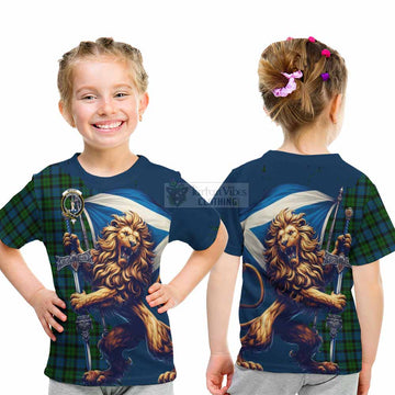 McCoy Tartan Family Crest Kid T-Shirt with Scottish Majestic Lion - Tartan Vibes Clothing