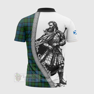 McCoy Tartan Clan Crest Zipper Polo Shirt with Highlander Warrior Celtic Style - Tartan Vibes Clothing