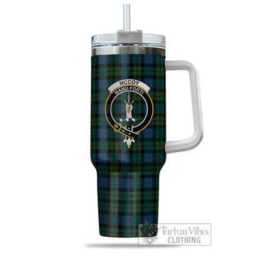 McCoy Tartan Tumbler with Handle with Family Crest - Tartan Vibes Clothing