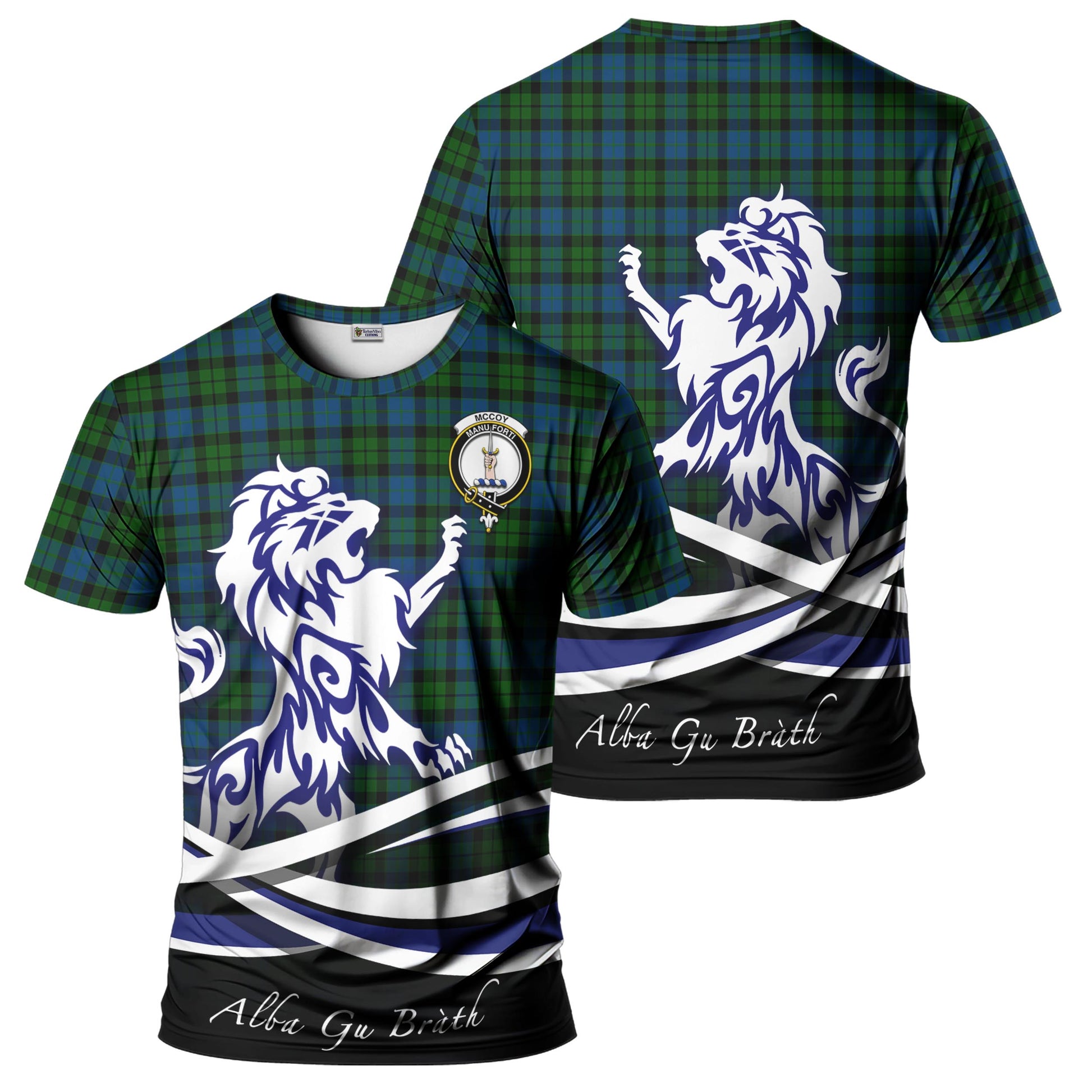 McCoy Tartan T-Shirt with Alba Gu Brath Regal Lion Emblem - Tartan Vibes Clothing