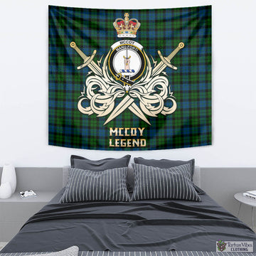 McCoy Tartan Tapestry with Clan Crest and the Golden Sword of Courageous Legacy - Tartan Vibes Clothing